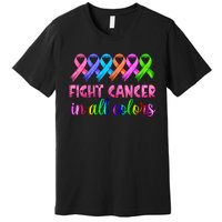 Fight Cancer In All Color Feather Breast Cancer Awareness Premium T-Shirt