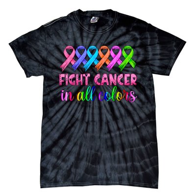 Fight Cancer In All Color Feather Breast Cancer Awareness Tie-Dye T-Shirt