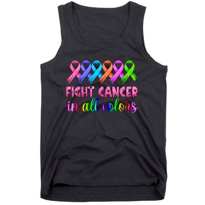 Fight Cancer In All Color Feather Breast Cancer Awareness Tank Top