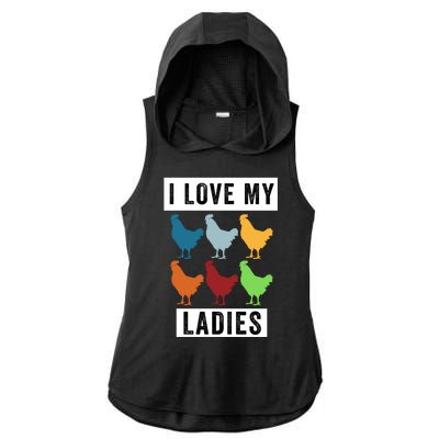 Funny Chicken I Love My Ladies, Funny Backyard Chickens Ladies PosiCharge Tri-Blend Wicking Draft Hoodie Tank