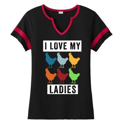 Funny Chicken I Love My Ladies, Funny Backyard Chickens Ladies Halftime Notch Neck Tee