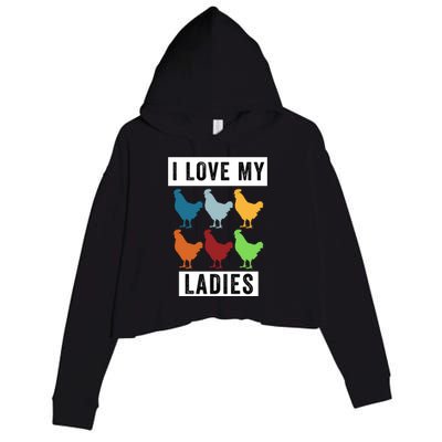 Funny Chicken I Love My Ladies, Funny Backyard Chickens Crop Fleece Hoodie