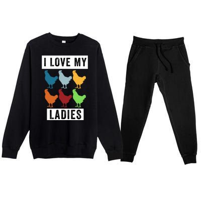 Funny Chicken I Love My Ladies, Funny Backyard Chickens Premium Crewneck Sweatsuit Set