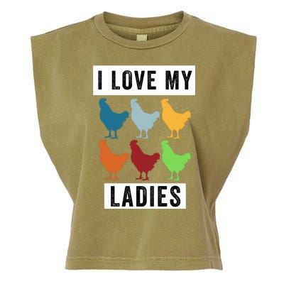 Funny Chicken I Love My Ladies, Funny Backyard Chickens Garment-Dyed Women's Muscle Tee