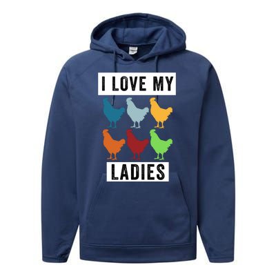 Funny Chicken I Love My Ladies, Funny Backyard Chickens Performance Fleece Hoodie