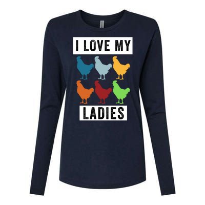 Funny Chicken I Love My Ladies, Funny Backyard Chickens Womens Cotton Relaxed Long Sleeve T-Shirt