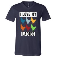 Funny Chicken I Love My Ladies, Funny Backyard Chickens V-Neck T-Shirt