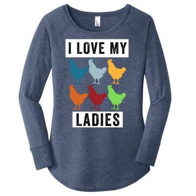 Funny Chicken I Love My Ladies, Funny Backyard Chickens Women's Perfect Tri Tunic Long Sleeve Shirt