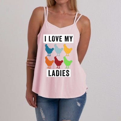 Funny Chicken I Love My Ladies, Funny Backyard Chickens Women's Strappy Tank