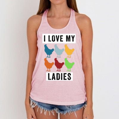 Funny Chicken I Love My Ladies, Funny Backyard Chickens Women's Knotted Racerback Tank