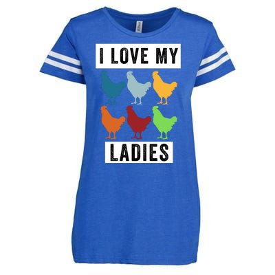 Funny Chicken I Love My Ladies, Funny Backyard Chickens Enza Ladies Jersey Football T-Shirt