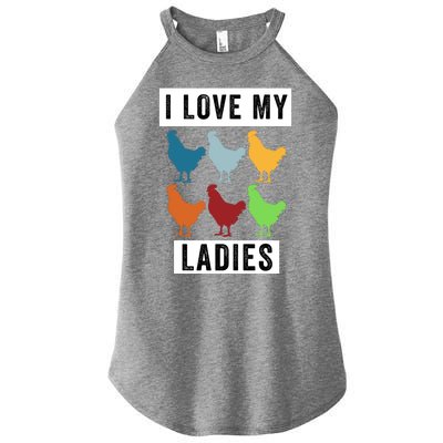 Funny Chicken I Love My Ladies, Funny Backyard Chickens Women's Perfect Tri Rocker Tank