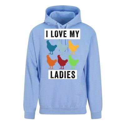 Funny Chicken I Love My Ladies, Funny Backyard Chickens Unisex Surf Hoodie