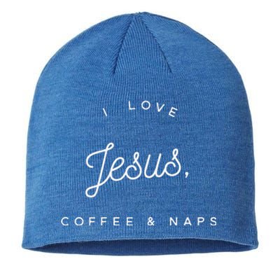 Funny Christian I Love Jesus Coffee & Naps Sustainable Beanie