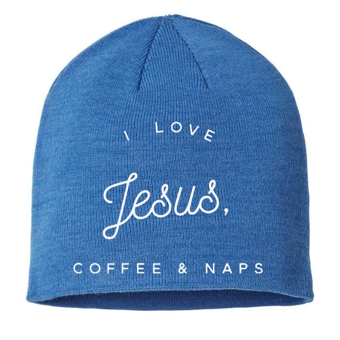 Funny Christian I Love Jesus Coffee & Naps Sustainable Beanie