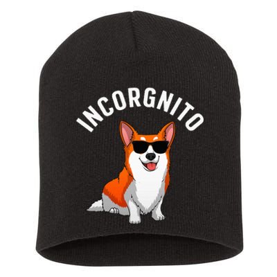 Funny Corgi Incorgnito Art For Corgi Dog Lovers Short Acrylic Beanie