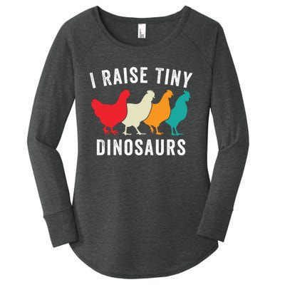 Funny Chicken I Raise Tiny Dinosaurs, Funny Backyard Chickens, Homestead Chicken Women's Perfect Tri Tunic Long Sleeve Shirt