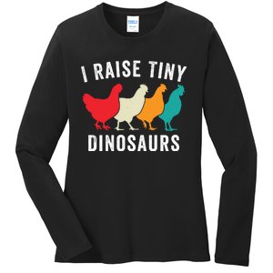 Funny Chicken I Raise Tiny Dinosaurs, Funny Backyard Chickens, Homestead Chicken Ladies Long Sleeve Shirt