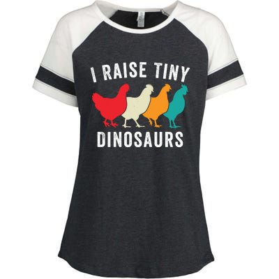 Funny Chicken I Raise Tiny Dinosaurs, Funny Backyard Chickens, Homestead Chicken Enza Ladies Jersey Colorblock Tee