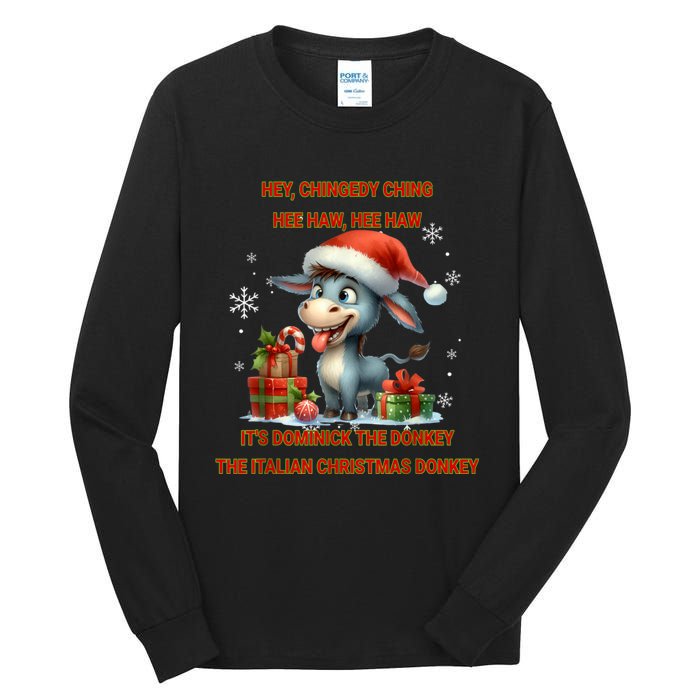 Funny Christmas Italian Christmas Donkey Dominick The Donkey Tall Long Sleeve T-Shirt