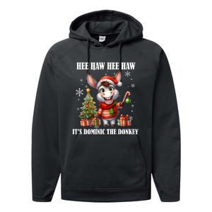 Funny Christmas Italian Christmas Donkey Dominic The Donkey Performance Fleece Hoodie