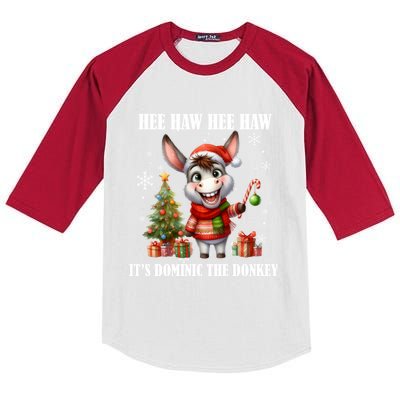 Funny Christmas Italian Christmas Donkey Dominic The Donkey Kids Colorblock Raglan Jersey