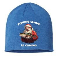 Fishing Claus Is Coming SantaS Angler Gift Sustainable Beanie