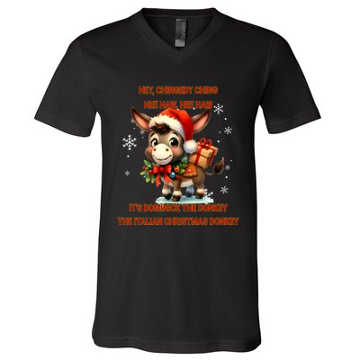 Funny Christmas Italian Christmas Donkey Dominick The Donkey V-Neck T-Shirt