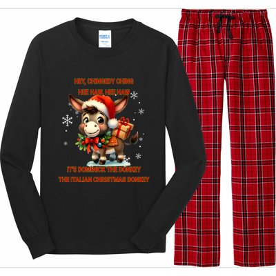 Funny Christmas Italian Christmas Donkey Dominick The Donkey Long Sleeve Pajama Set