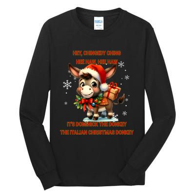 Funny Christmas Italian Christmas Donkey Dominick The Donkey Tall Long Sleeve T-Shirt