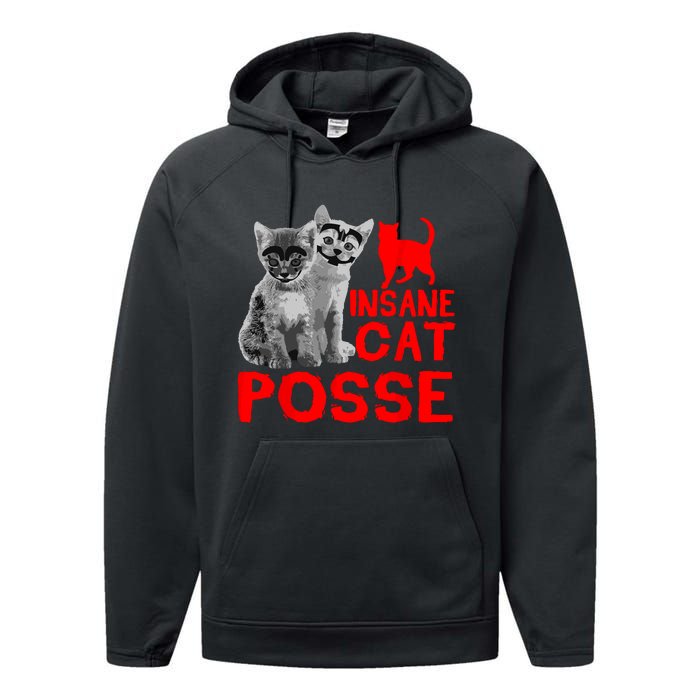 Funny Cat Insane Cat Posse Performance Fleece Hoodie