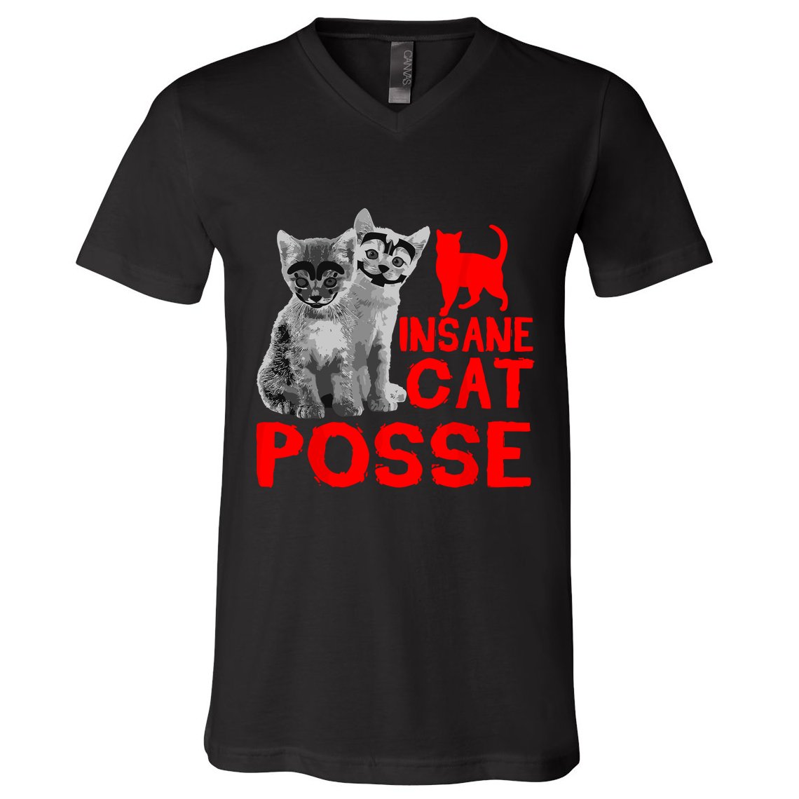 Funny Cat Insane Cat Posse V-Neck T-Shirt