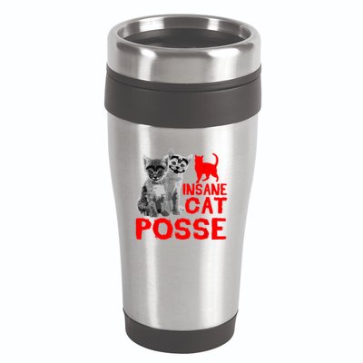 Funny Cat Insane Cat Posse 16oz Travel Tumbler