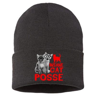 Funny Cat Insane Cat Posse Sustainable Knit Beanie