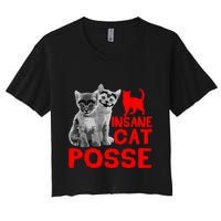 Funny Cat Insane Cat Posse Women's Crop Top Tee
