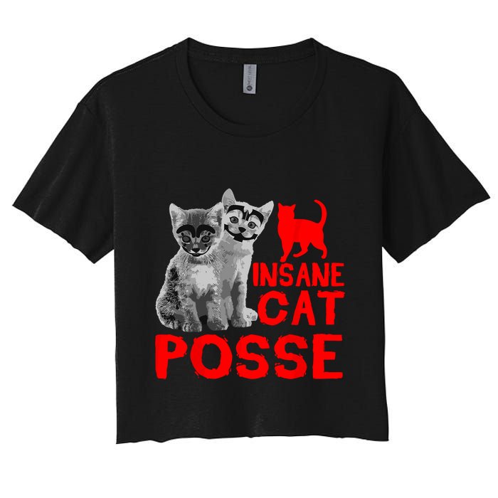 Funny Cat Insane Cat Posse Women's Crop Top Tee