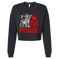 Funny Cat Insane Cat Posse Cropped Pullover Crew