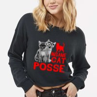 Funny Cat Insane Cat Posse Cropped Pullover Crew