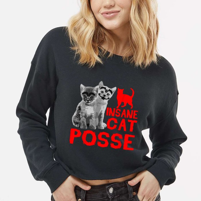 Funny Cat Insane Cat Posse Cropped Pullover Crew