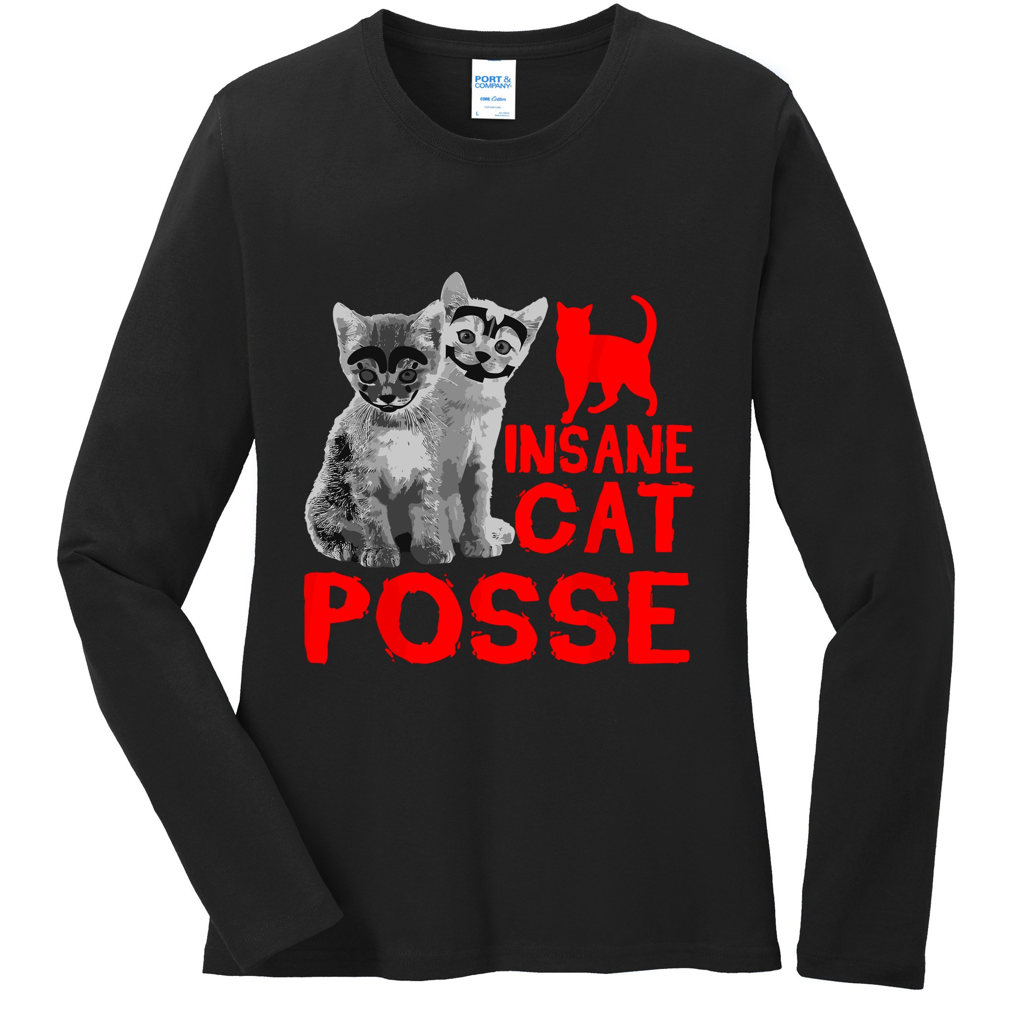 Funny Cat Insane Cat Posse Ladies Long Sleeve Shirt