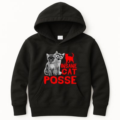 Funny Cat Insane Cat Posse Kids Hoodie