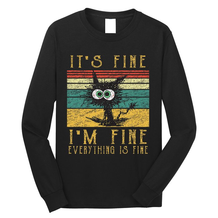 Funny Cat It's Fine I'm Fine Everything Is Fine Cat Long Sleeve Shirt