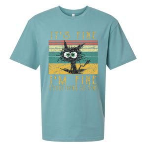 Funny Cat It's Fine I'm Fine Everything Is Fine Cat Sueded Cloud Jersey T-Shirt