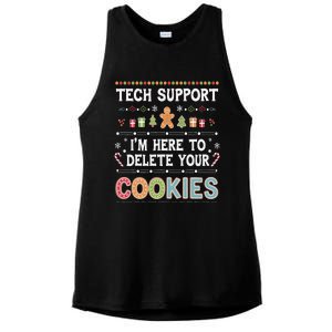 Funny Christmas I’M Here To Delete Your Cookies Techsupport Ladies PosiCharge Tri-Blend Wicking Tank