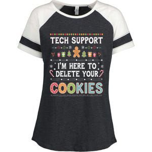 Funny Christmas I’M Here To Delete Your Cookies Techsupport Enza Ladies Jersey Colorblock Tee