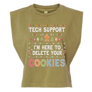 Funny Christmas I’M Here To Delete Your Cookies Techsupport Garment-Dyed Women's Muscle Tee