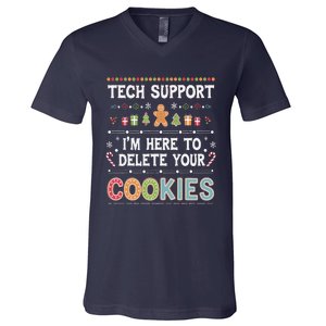 Funny Christmas I’M Here To Delete Your Cookies Techsupport V-Neck T-Shirt