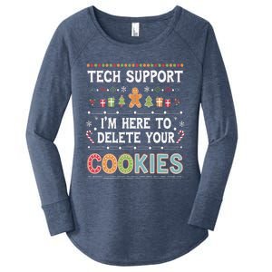 Funny Christmas I’M Here To Delete Your Cookies Techsupport Women's Perfect Tri Tunic Long Sleeve Shirt