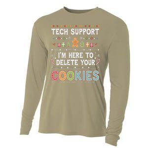 Funny Christmas I’M Here To Delete Your Cookies Techsupport Cooling Performance Long Sleeve Crew