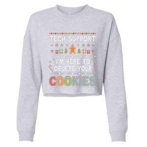 Funny Christmas I’M Here To Delete Your Cookies Techsupport Cropped Pullover Crew